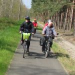 Zwei Tandems auf der Strecke im Wald